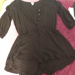 3/4 sleeve button up romper